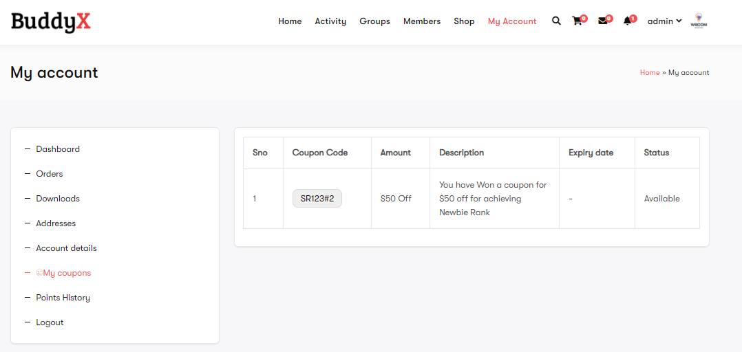 my account page