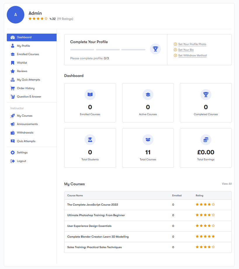 Dashboard Layout