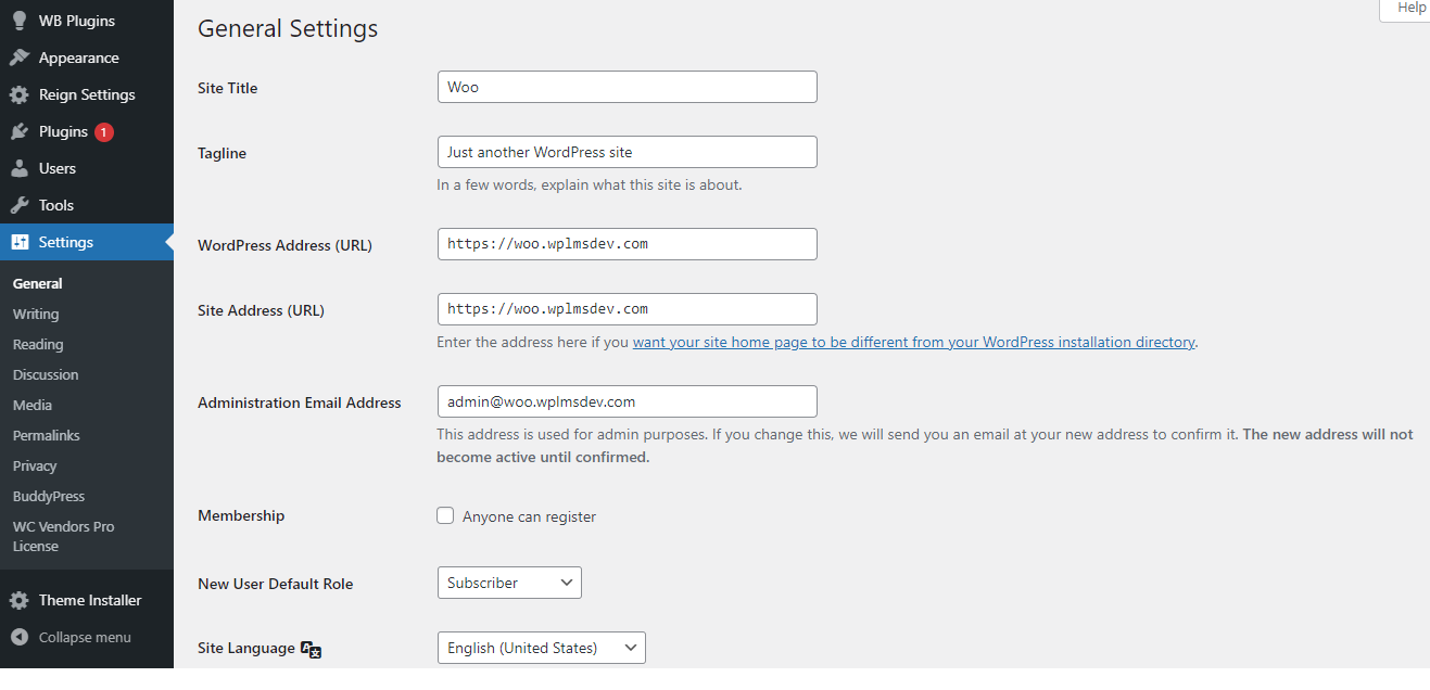 General Settings
