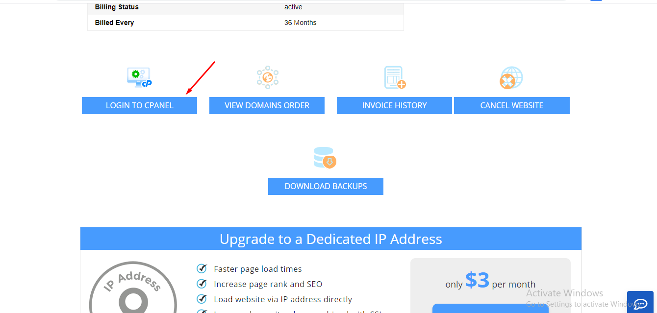 Log into cPanel