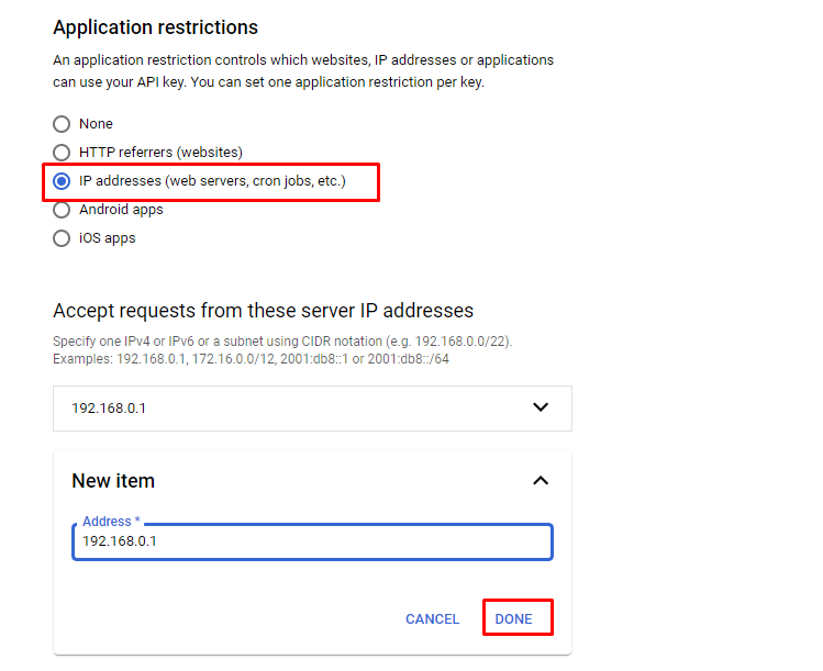 Application Restriction