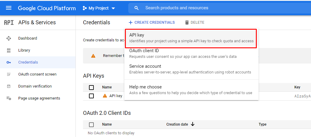 Create credentials