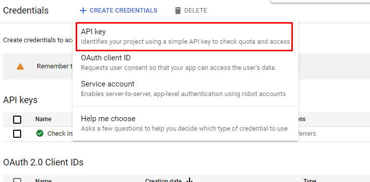 server API key