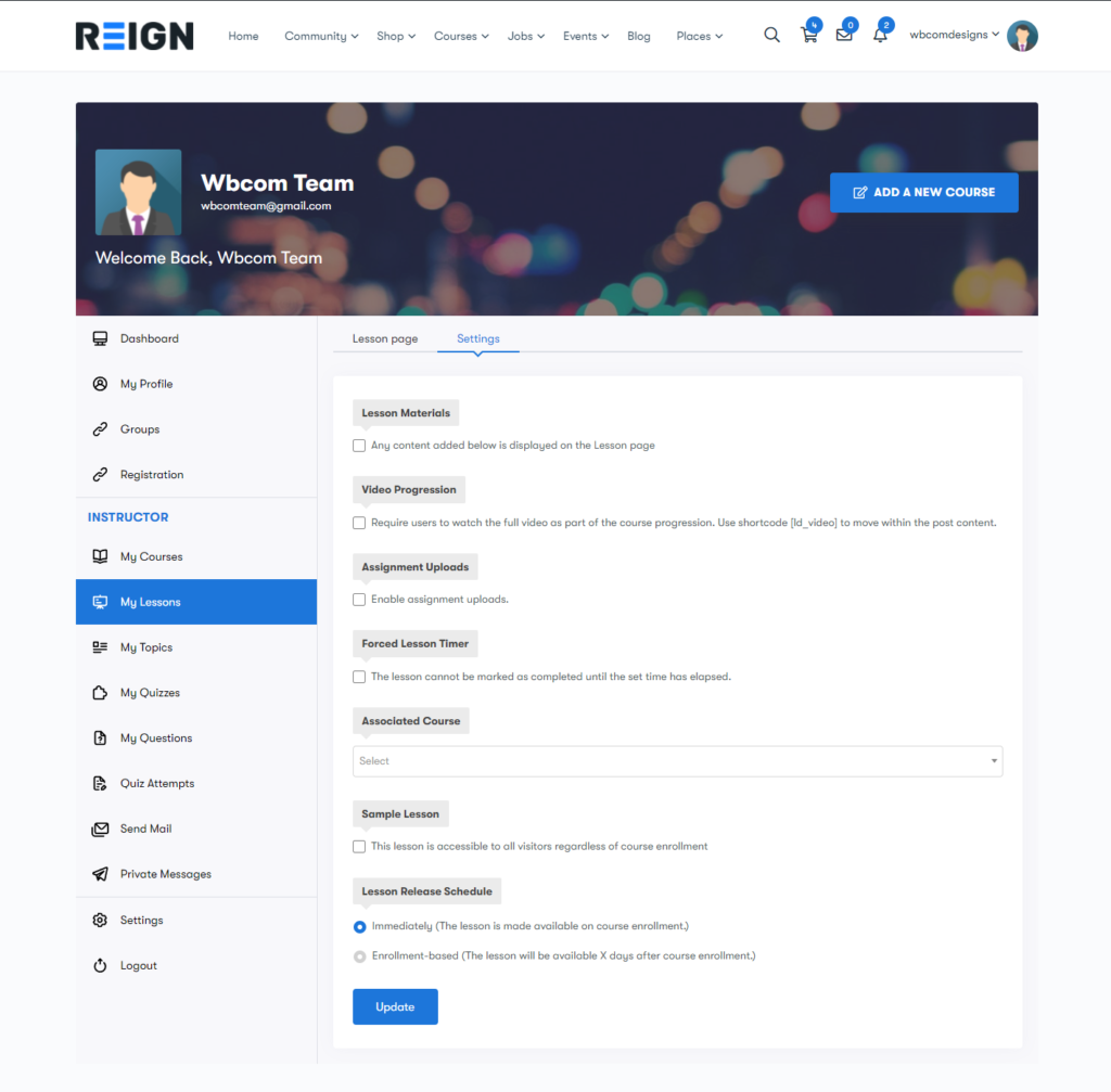 Learndash - Frontend Lesson Setting