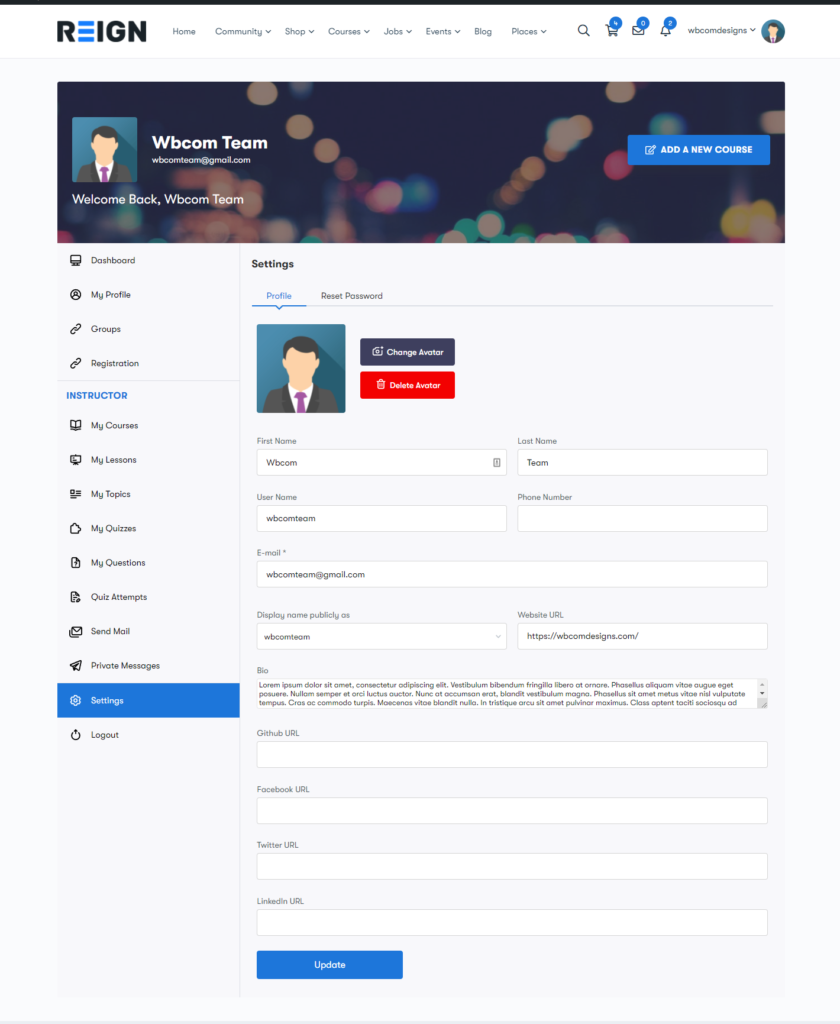 Learndash - Frontend Profile Editing