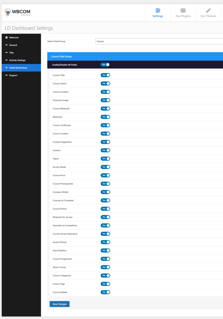Learndash - Frontend Field Control