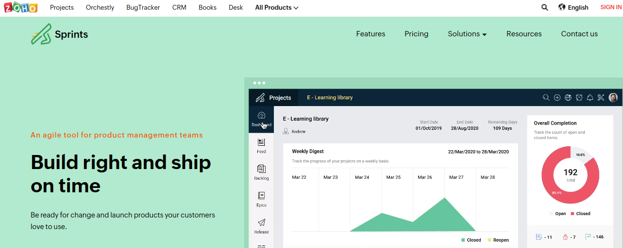 Zoho Sprints: Scrum Tools
