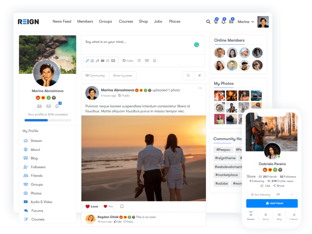 Reign Theme for PeepSo social network plugin