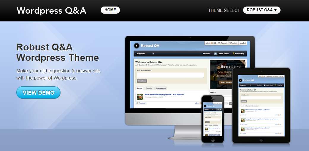 Robust Q&A- WordPress question and answer theme