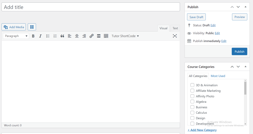 Course creation with Tutor LMS