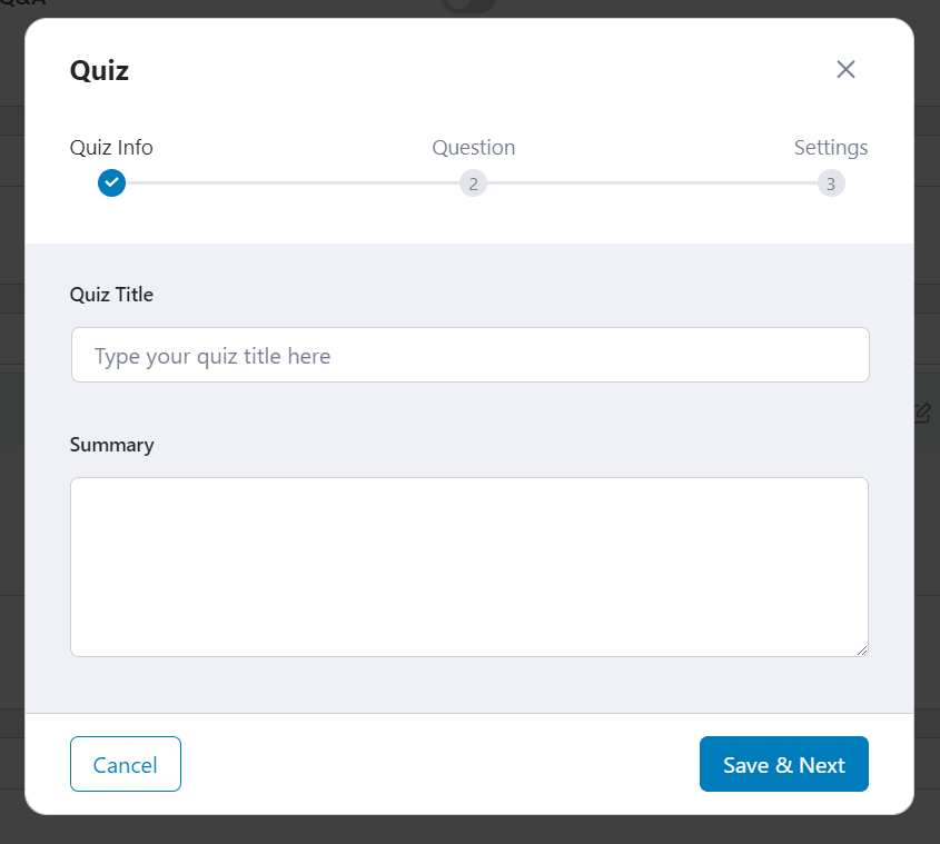 Quiz creation