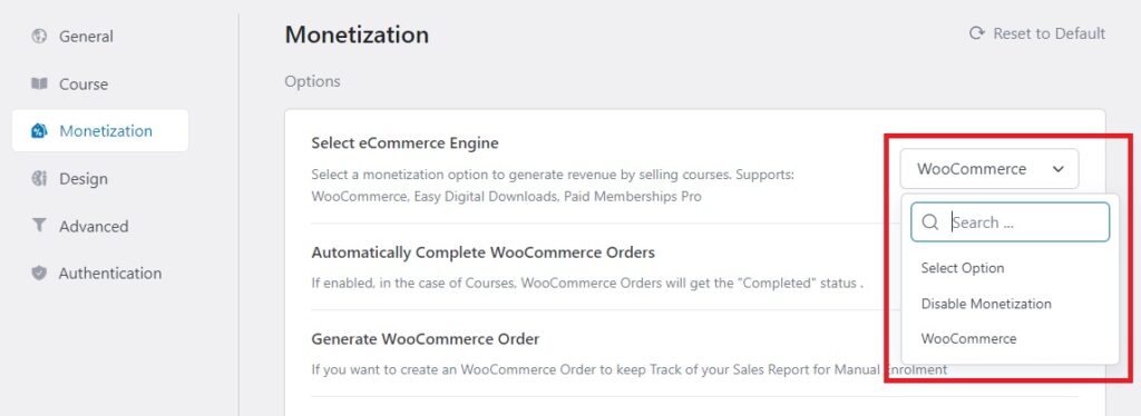 Monetization setting tutor lms