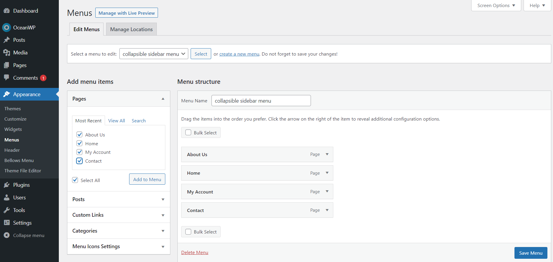 Create Collapsible Sidebar Menu
