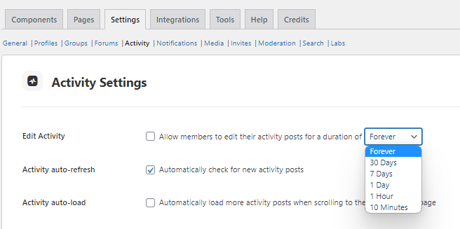 Buddyboss edit activity