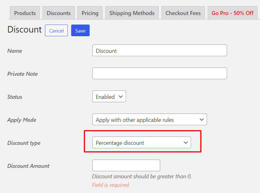 WooCommerce Percentage Discounts