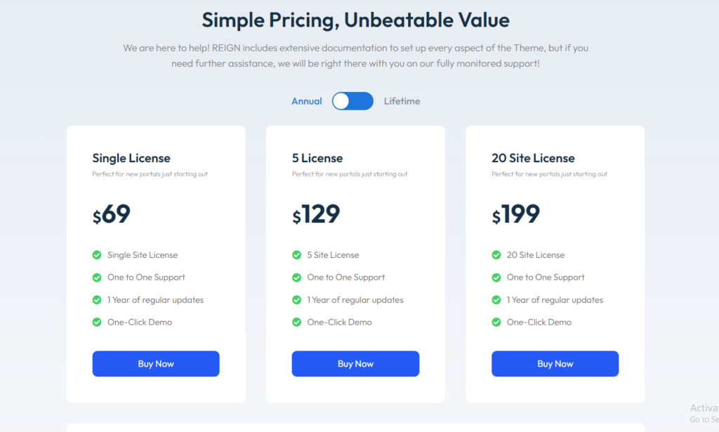 Reign Pricing
