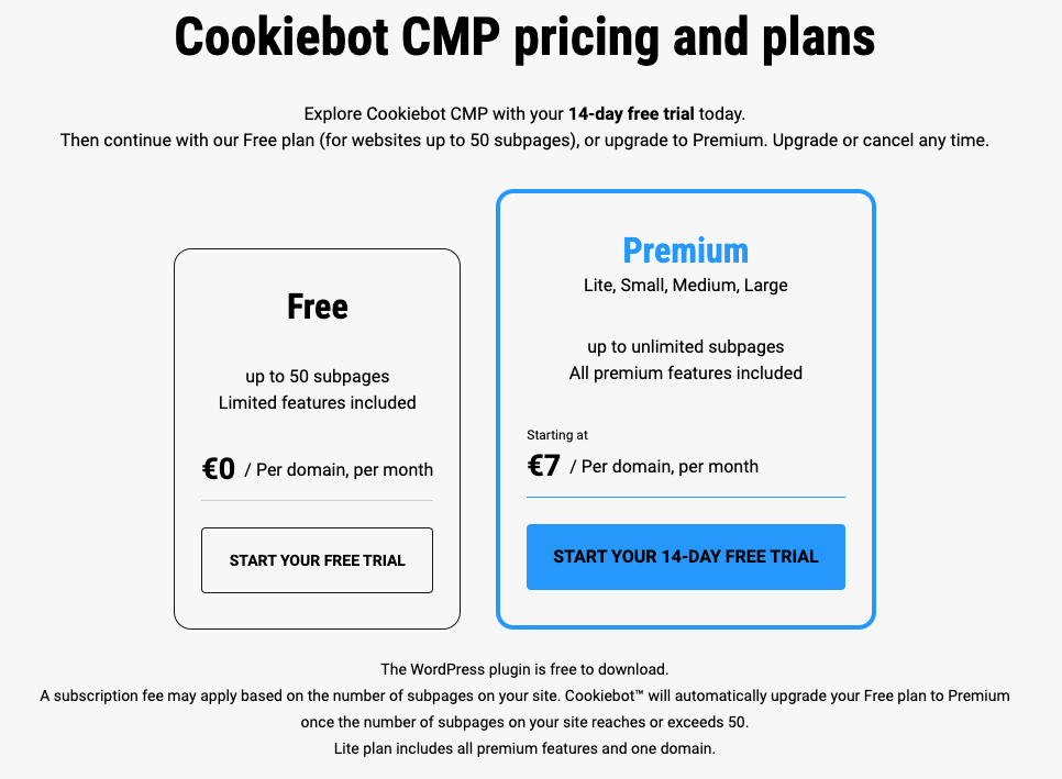 Cookiebot CMP_WordPress_Pricing