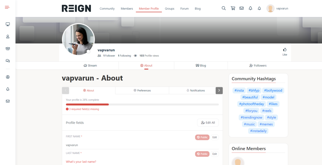 User Profile Peepso