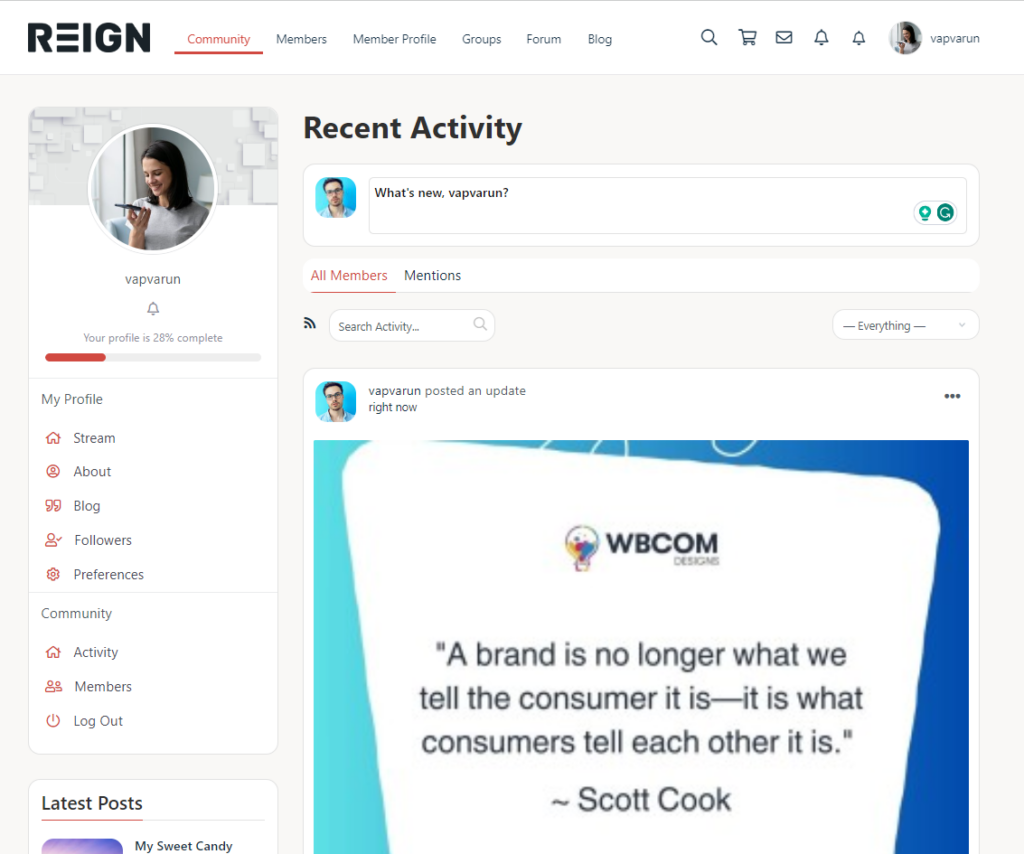 Activity Stream of peepso