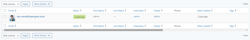 Contact list of CRM