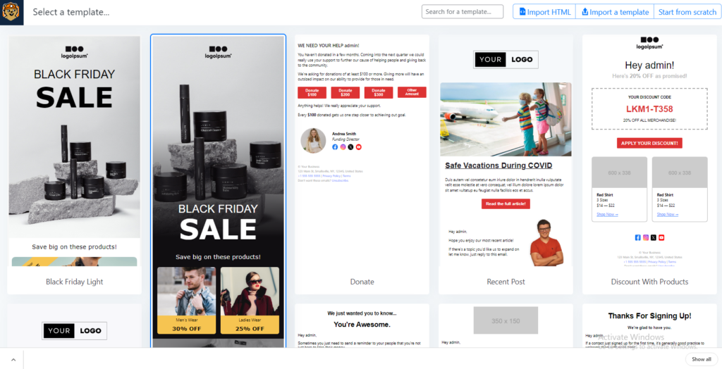 Groundhogg pre build templates for new emails 