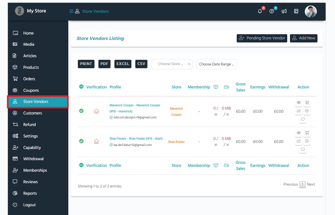 Vendor managment 