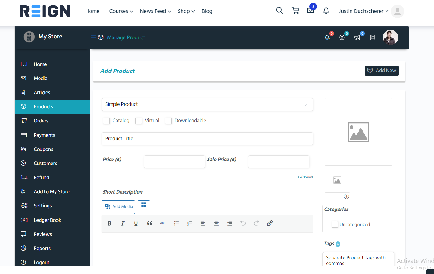 Frontend product submission