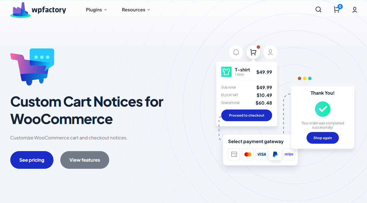 Custom Cart Notices for WooCommerce by WP Factory