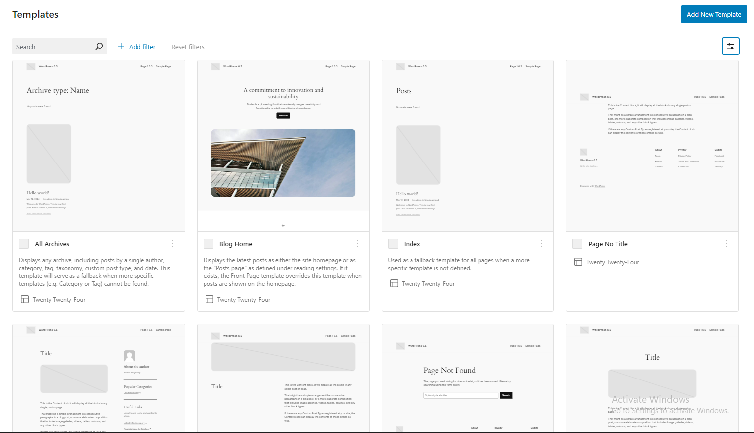 WordPress 6.5 grid vew