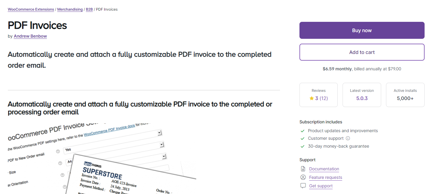 WooCommerce PDF invoice