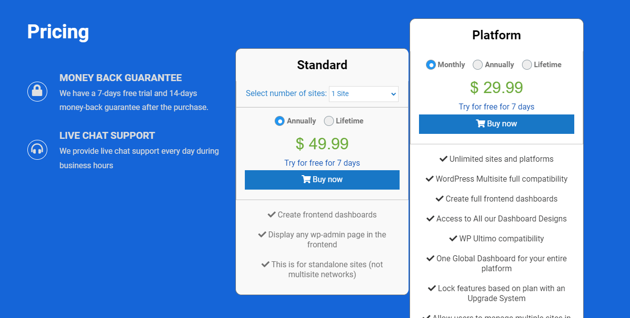 WP Frontend Admin plugin