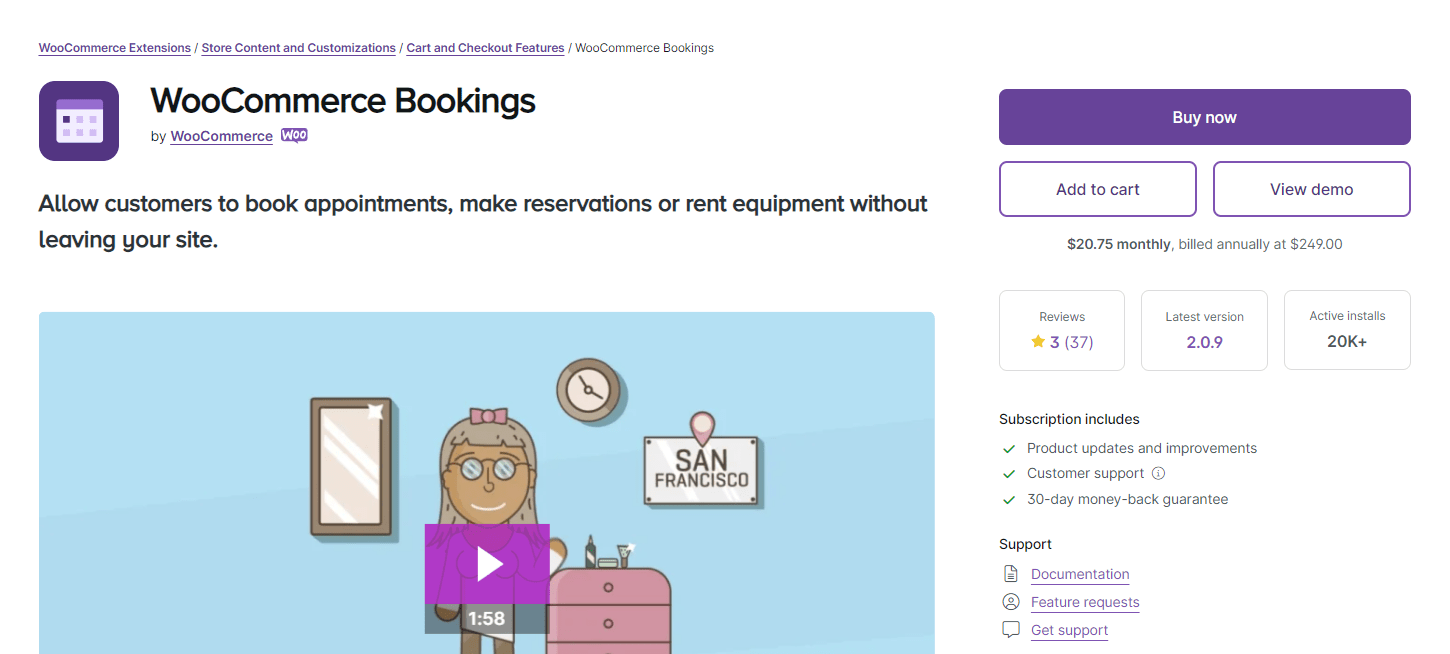 WooCommerce Bookings plugin