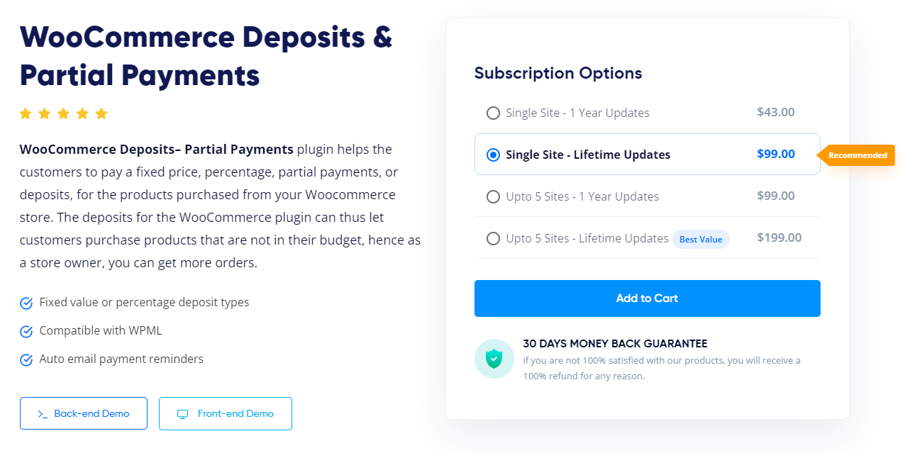 WooCommerce Deposits & Partial Payments