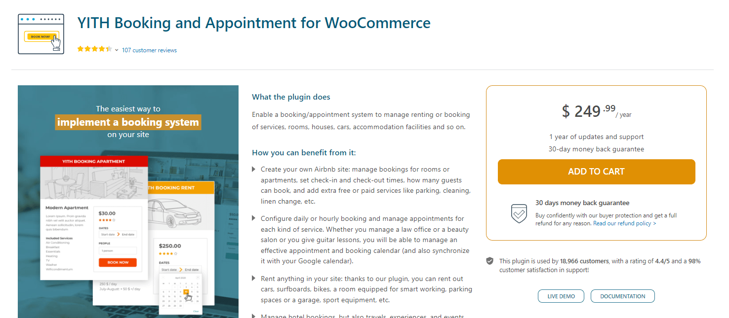 YITH Booking and Appointment for WooCommerce plugin