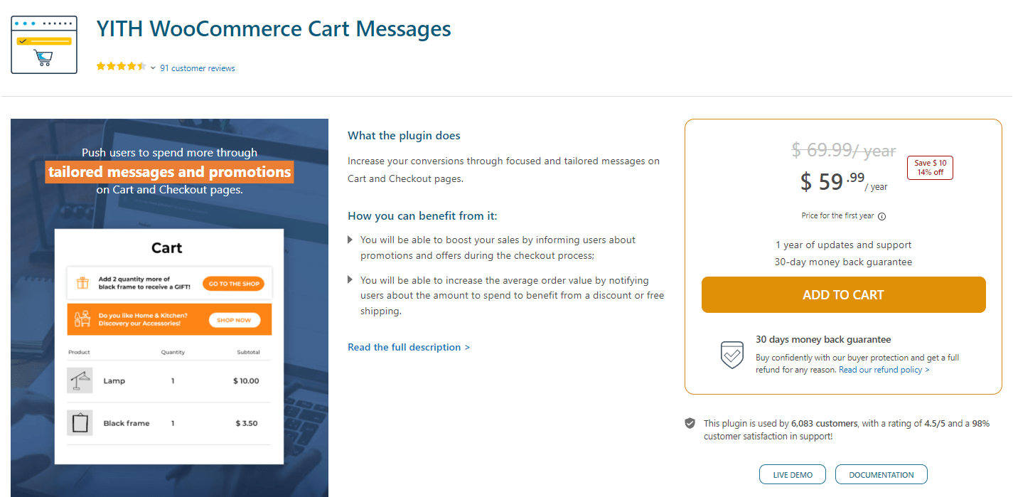 YITH WooCommerce Cart Messages