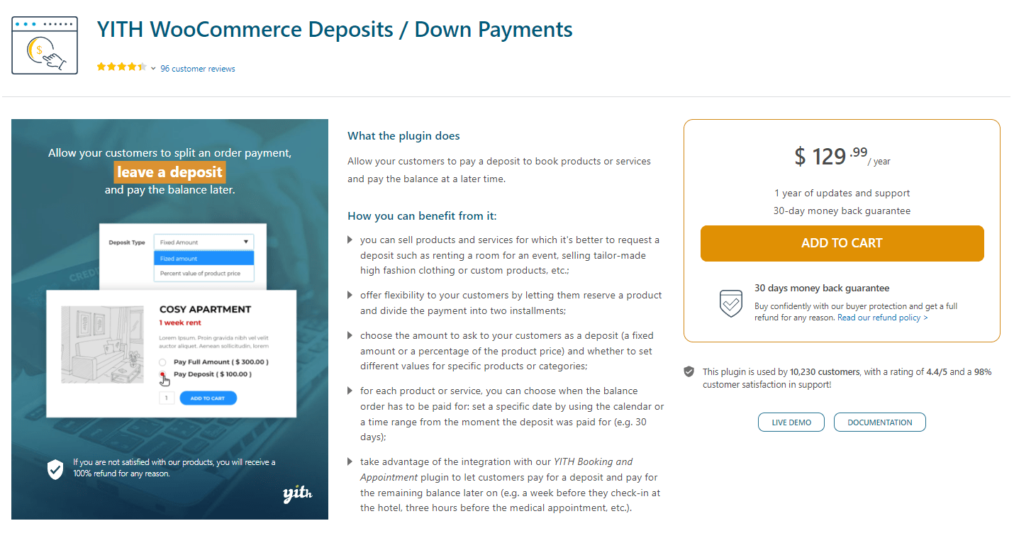 YITH WooCommerce Deposits Down Payments