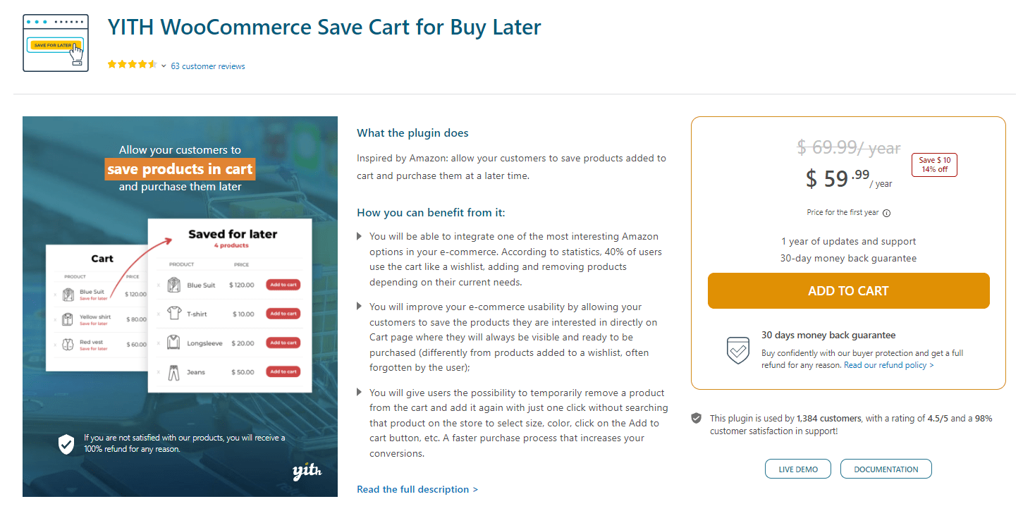 YITH WooCommerce Save Cart for Buy Later