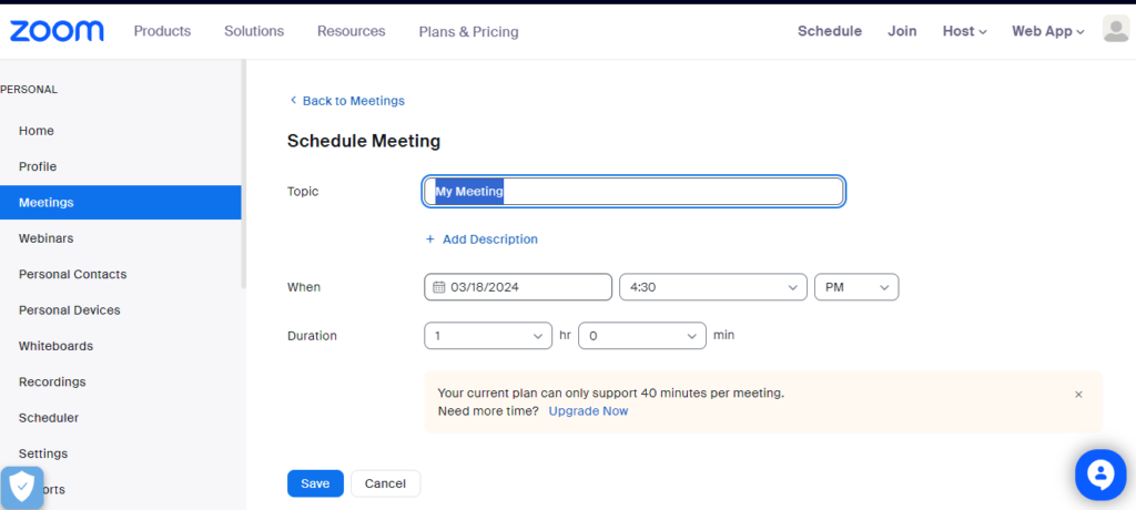 Schedule a New Meeting