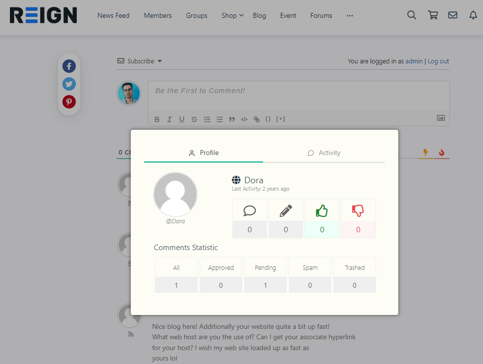 Comment Author info