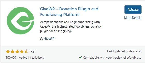 Install GiveWP review