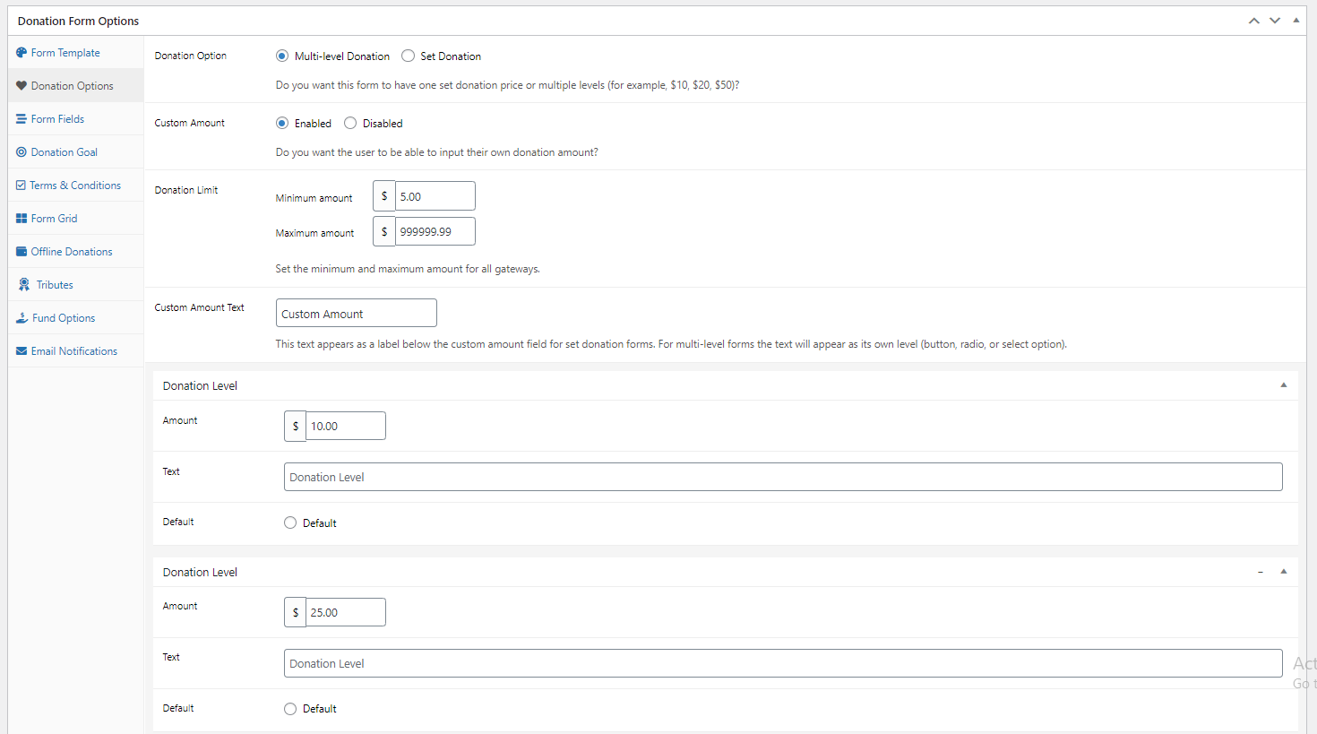 Donation Options 