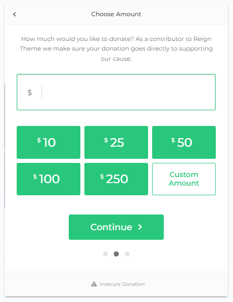 CUstome amount Donation option 