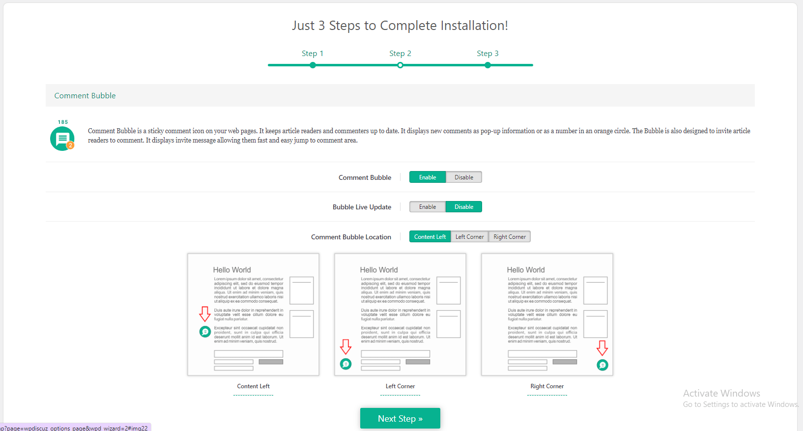 WPdiscuz Setting configratio Step 2