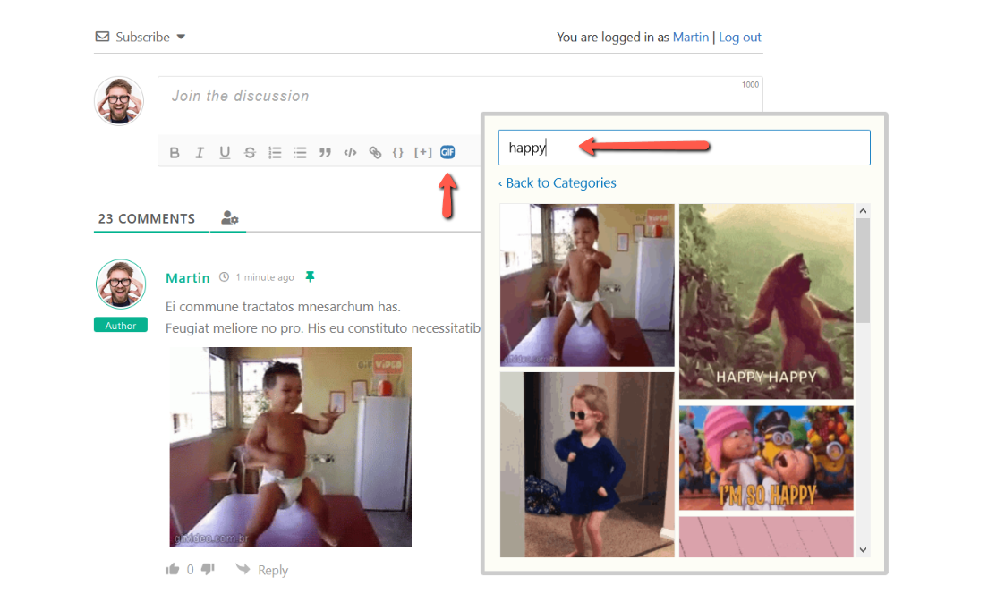 Tenor GIFs Integration