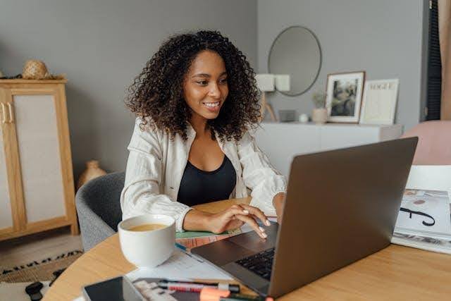 A woman using her laptop