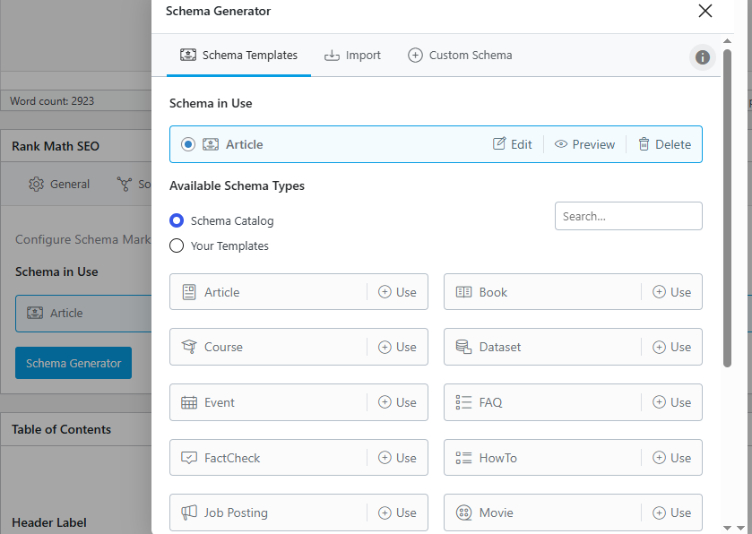 Rank Math Schema Generator