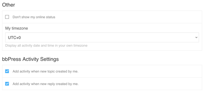 user setting for peepso for bbPress